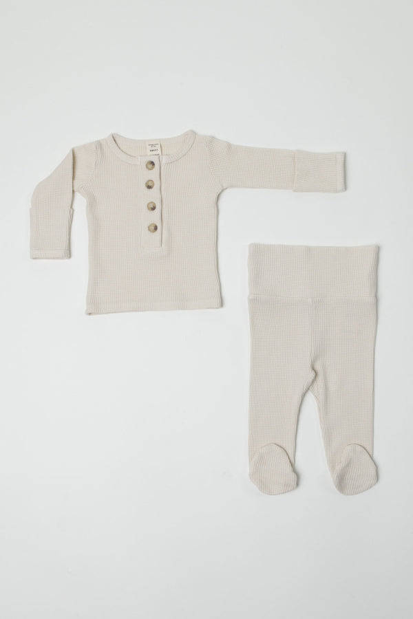 DELILAH || THERMAL INFANT LONG SLEEVE HENLEY TOP AND BOTTOM SET