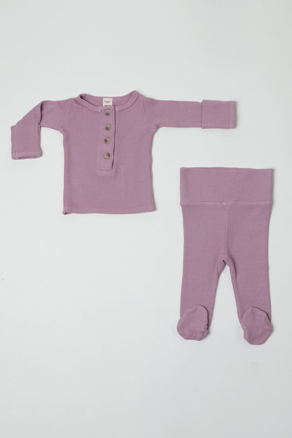 DELILAH || THERMAL INFANT LONG SLEEVE HENLEY TOP AND BOTTOM SET