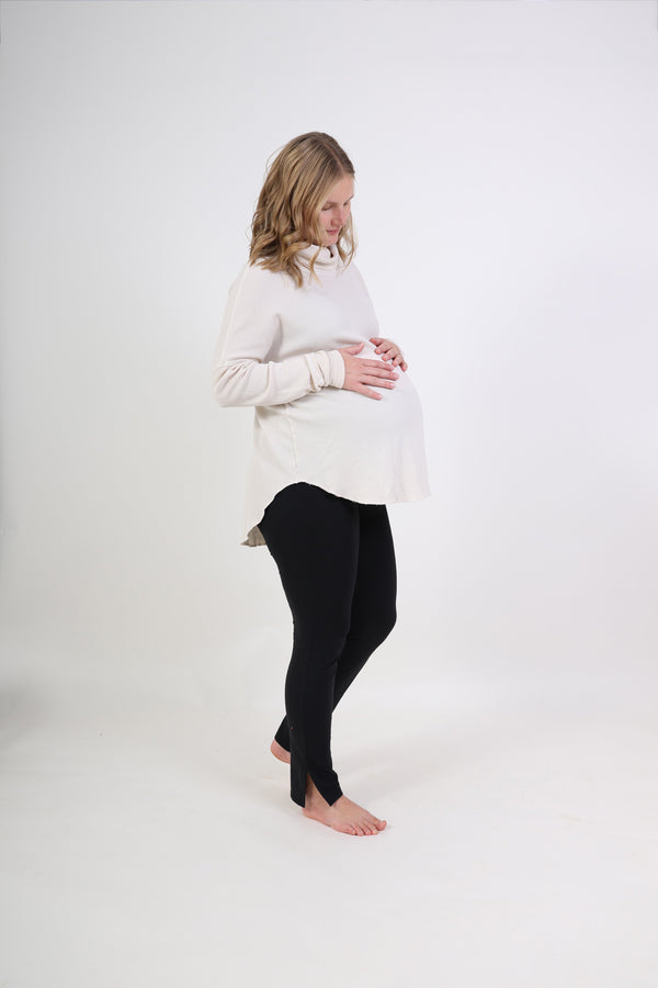 DELILAH || THERMAL LONG SLEEVE COWL NECK MATERNITY TOP