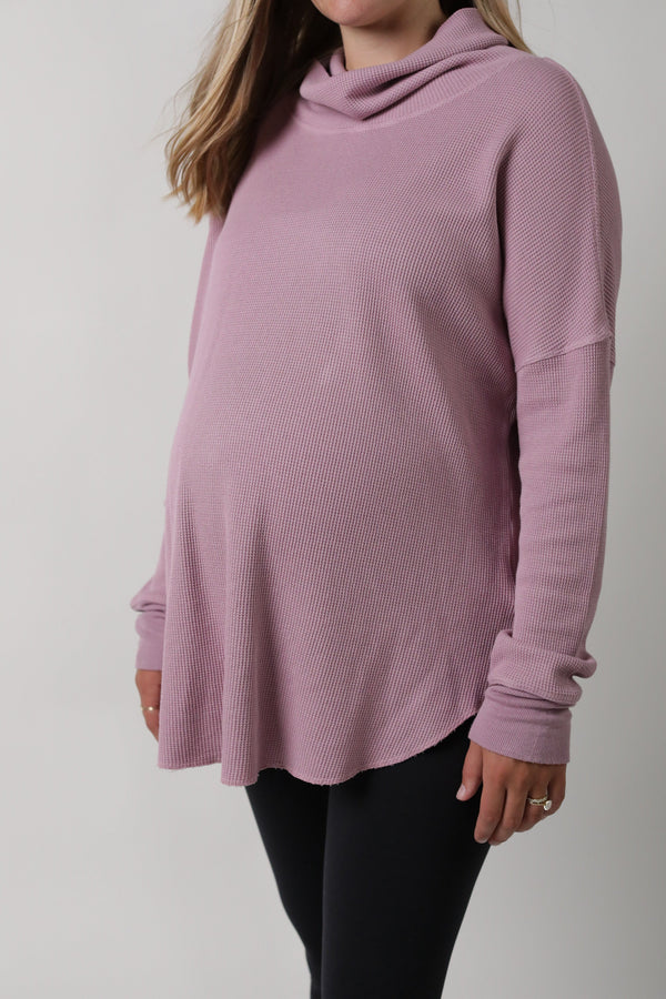 DELILAH || THERMAL LONG SLEEVE COWL NECK MATERNITY TOP