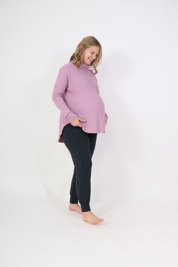 DELILAH || THERMAL LONG SLEEVE COWL NECK MATERNITY TOP