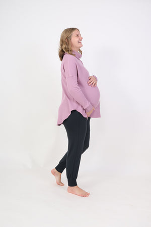 DELILAH || THERMAL LONG SLEEVE COWL NECK MATERNITY TOP