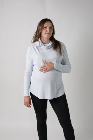 DELILAH || THERMAL LONG SLEEVE COWL NECK MATERNITY TOP