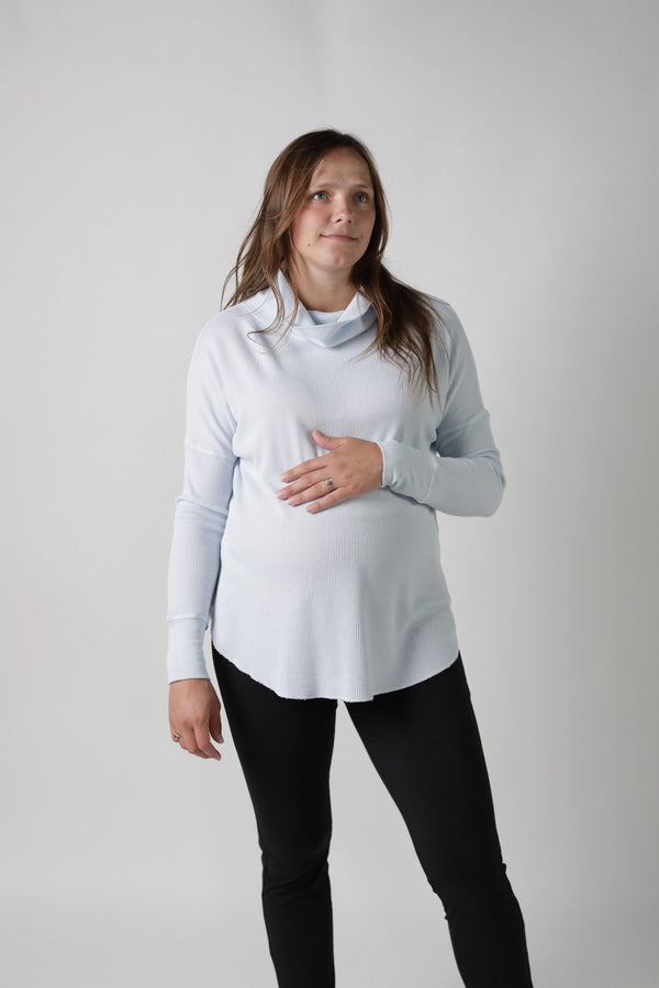 DELILAH || THERMAL LONG SLEEVE COWL NECK MATERNITY TOP