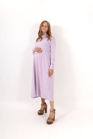 MEREDITH || COWL NECK LONG SLEEVE MATERNITY MIDI DRESS - FINAL SALE