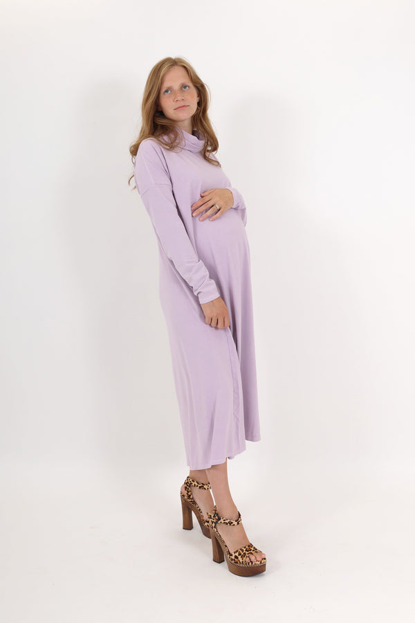 MEREDITH || COWL NECK LONG SLEEVE MATERNITY MIDI DRESS - FINAL SALE