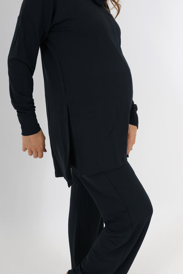 RUBY || MODAL SPANDEX MATERNITY LOUNGEWEAR LONG SLEEVE COWL TOP