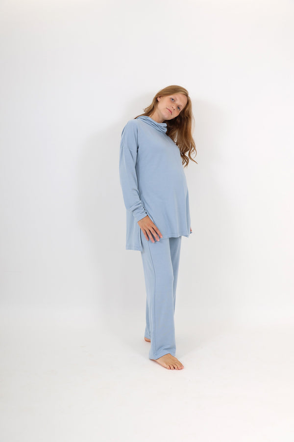 RUBY || MODAL SPANDEX MATERNITY LOUNGEWEAR LONG SLEEVE COWL TOP