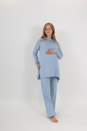 RUBY || MODAL SPANDEX MATERNITY LOUNGEWEAR LONG SLEEVE COWL TOP