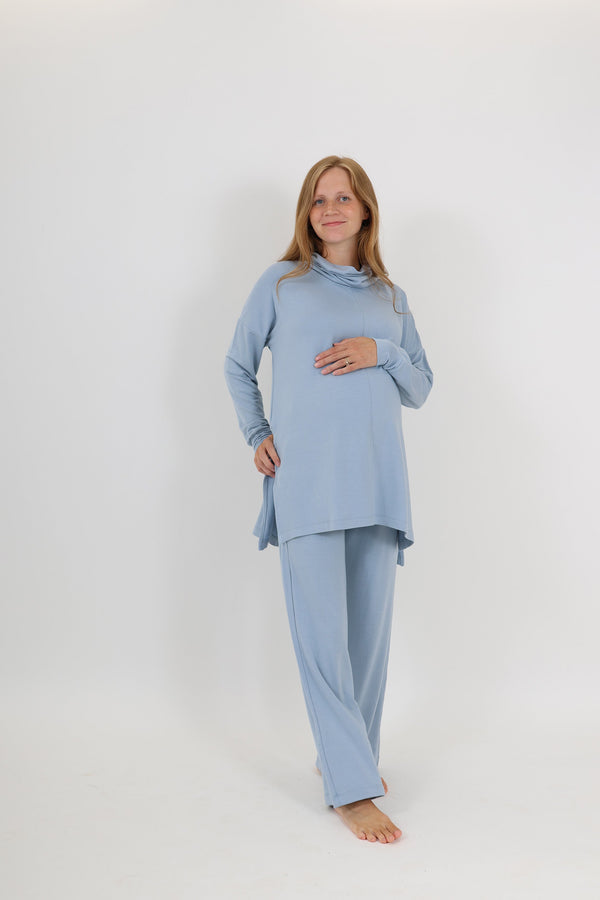 RUBY || MODAL SPANDEX MATERNITY LOUNGEWEAR LONG SLEEVE COWL TOP