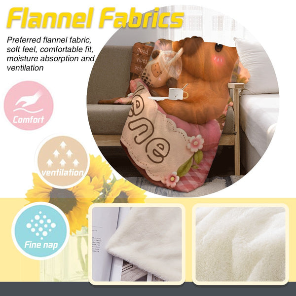 Personalized Capybara Blanket – Custom Name Flannel Throw | Kawaii Boba Tea Gift for Teens