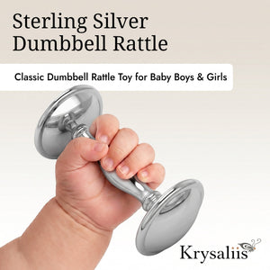 Krysaliis Sterling Silver Dumbbell Baby Rattle - Classic