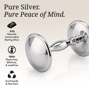 Krysaliis Sterling Silver Dumbbell Baby Rattle - Classic