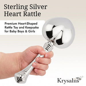 Krysaliis  Sterling Silver Baby Rattle - Heart