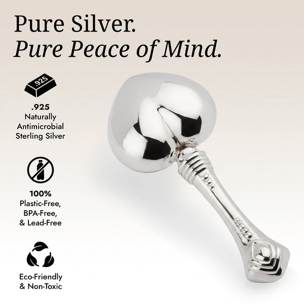 Krysaliis  Sterling Silver Baby Rattle - Heart