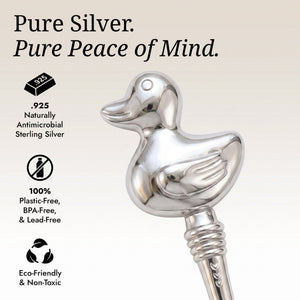Krysaliis Sterling Silver Baby Rattle - Duck