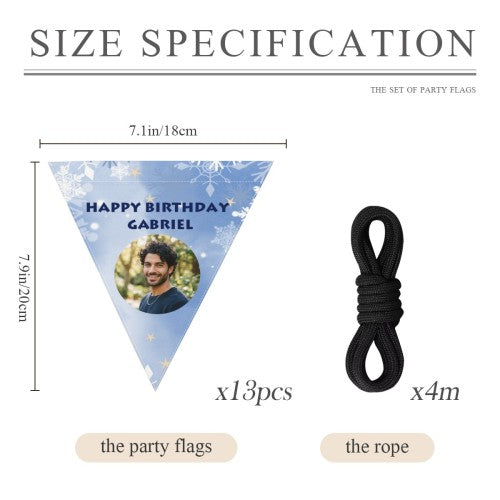 Personalized Photo Birthday Flag Banner – Custom Name & Age for Kids, Adults & Pets - Pink Peach or Blue