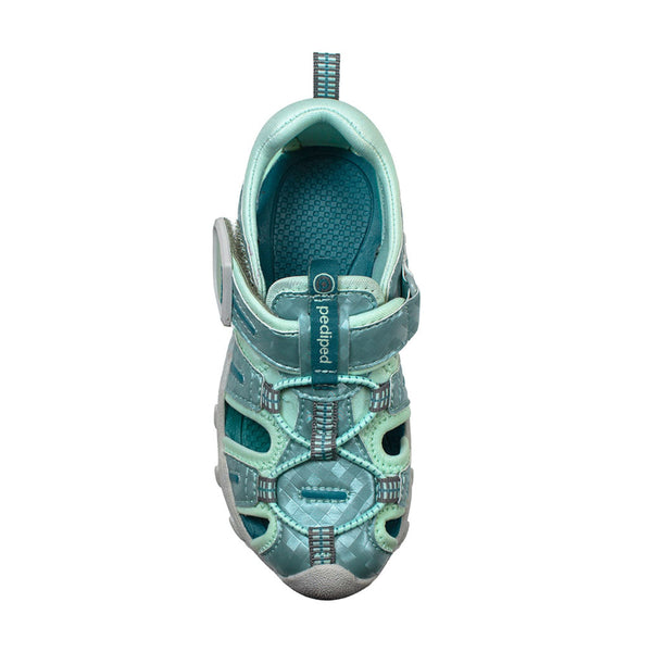 Aquamarine Canyon Flex® water shoes for babies, shown from angle 2, perfect for beach and pool fun.