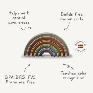 Colorful Rainbow Stacker Toy for babies, showcasing vibrant rings in an engaging angle 4 view.
