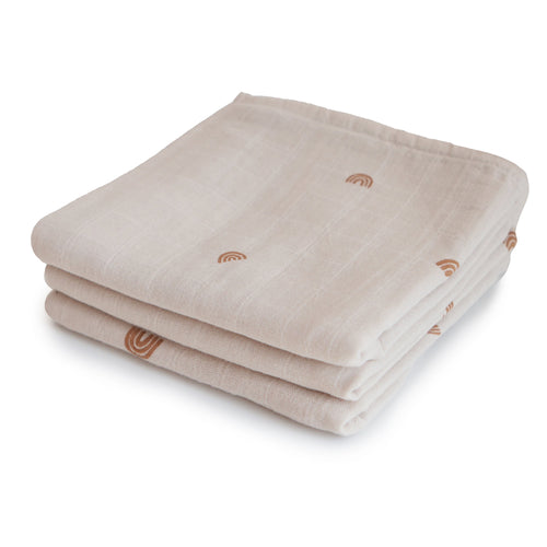 Mushie Organic Cotton Muslin Cloths 3-Pack Soft Baby Cloths