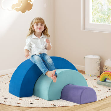 Rainbow Arc Climber Playset Foam Climbing Blocks with Machine Washable Covers
