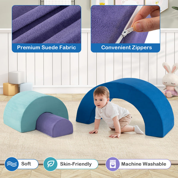 Rainbow Arc Climber Playset Foam Climbing Blocks with Machine Washable Covers