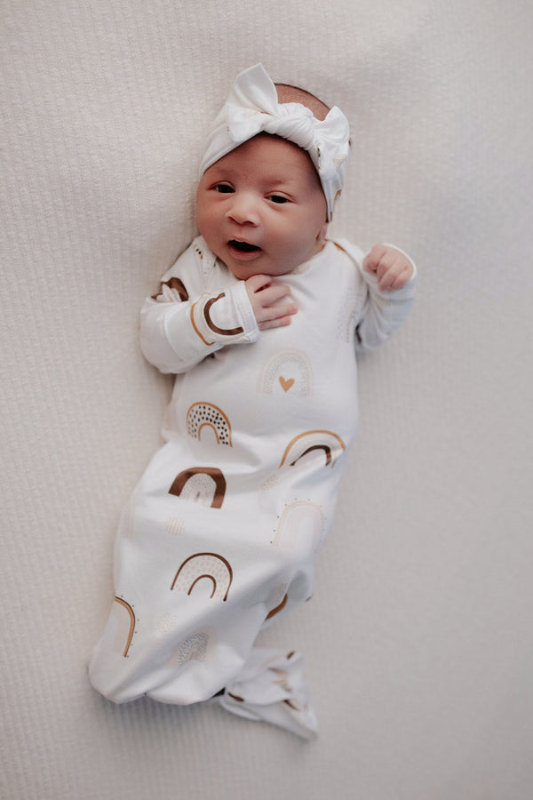 Rainbow Newborn Knotted Baby Gown