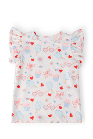 Red, White, & Sweet S/S Ruffle Tee