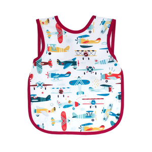 Retro Airplanes Bapron for babies, stylish and functional, shown from angle 3. Perfect for mealtime messes.