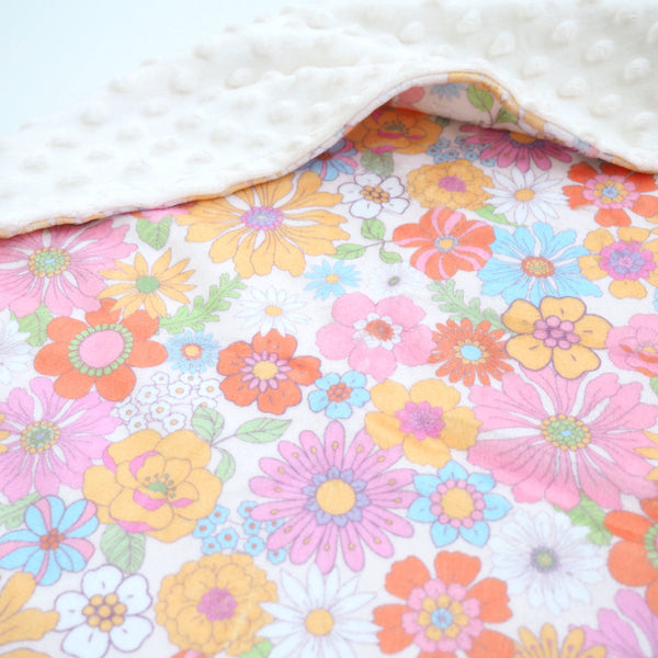 Minky Baby Blanket Retro Floral