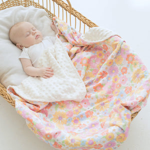 Minky Baby Blanket Retro Floral