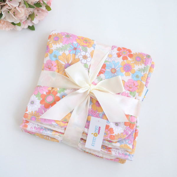 Minky Baby Blanket Retro Floral