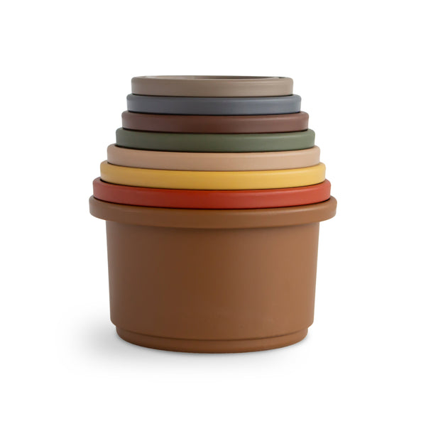 Mushie Stacking Cups Toy colorful round tower for baby play