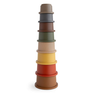 Mushie Stacking Cups Toy colorful round tower for baby play