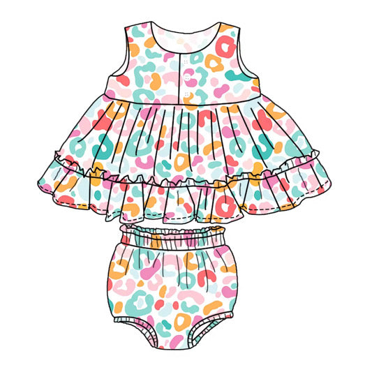 Rheytt Leopard Bamboo Peplum + Bloomer Set