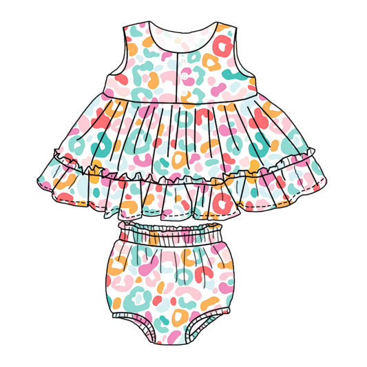 Rheytt Leopard Bamboo Peplum + Bloomer Set