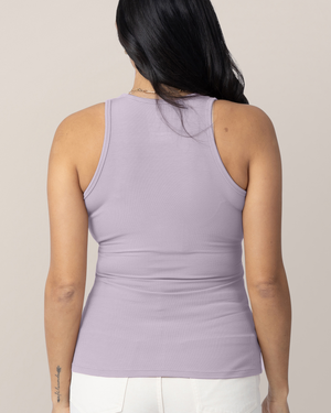 Ribbed Bamboo Racerback Nursing Tank | Lavender Mist
