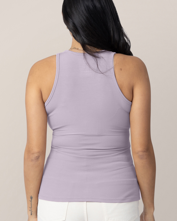 Ribbed Bamboo Racerback Nursing Tank | Lavender Mist