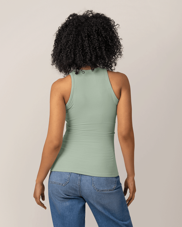 Ribbed Bamboo Racerback Nursing Tank | Aqua Mist
