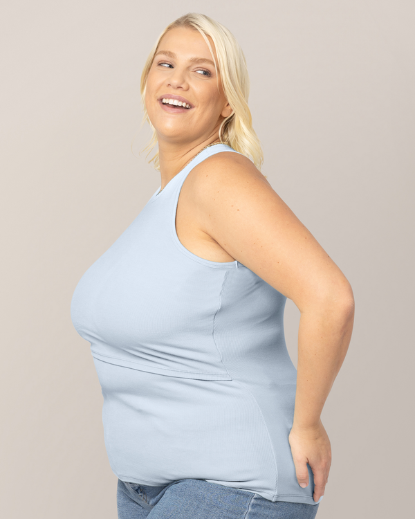 Ribbed Bamboo Racerback Nursing Tank | French Blue