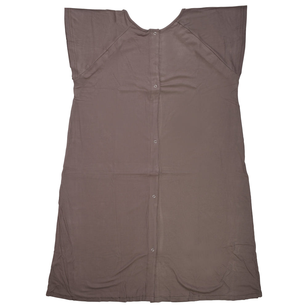 Ribbed Cocoa Brown Mommy Labor and Delivery Nursing Hospital Gown