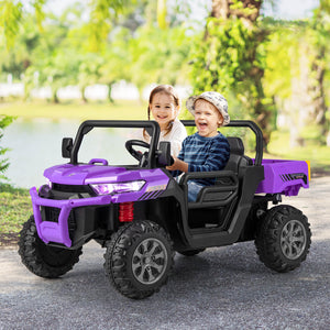 12V 2-seater kids ride-on dump truck with dump bed and shovel, perfect for outdoor play and imaginative adventures.
