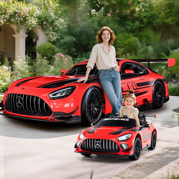 12V Kids Ride-On Mercedes-AMG GT3 Car with adjustable speed, perfect for young drivers. Angle 17 view.