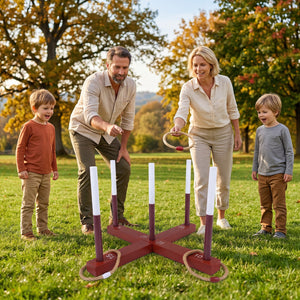 Ring Toss Game for Kids and Adult with 6 Rope Rings and Storage Bag