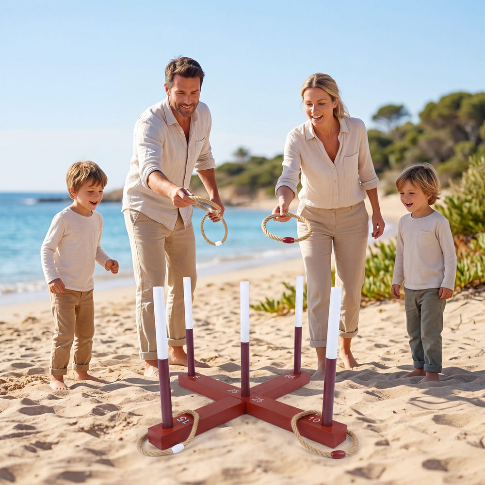Ring Toss Game for Kids and Adult with 6 Rope Rings and Storage Bag