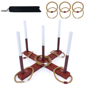 Ring Toss Game for Kids and Adult with 6 Rope Rings and Storage Bag