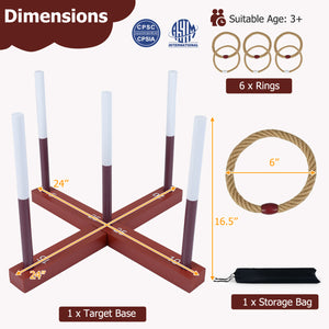 Ring Toss Game for Kids and Adult with 6 Rope Rings and Storage Bag