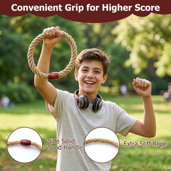 Ring Toss Game for Kids and Adult with 6 Rope Rings and Storage Bag