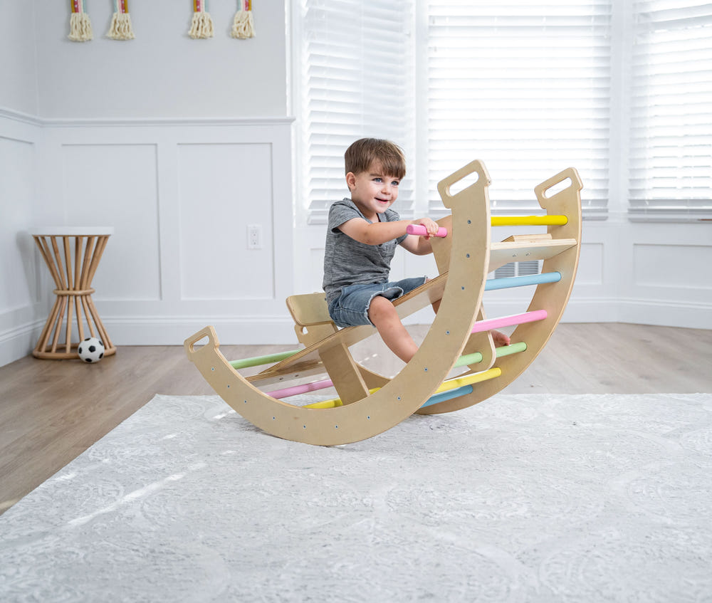 Bailis Climbing Arch and Rocker for indoor play, promoting active fun and development for babies and toddlers.