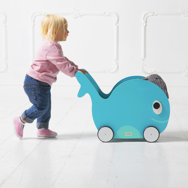 Push Toy and Toy Storage Toddler Whale Summer Green